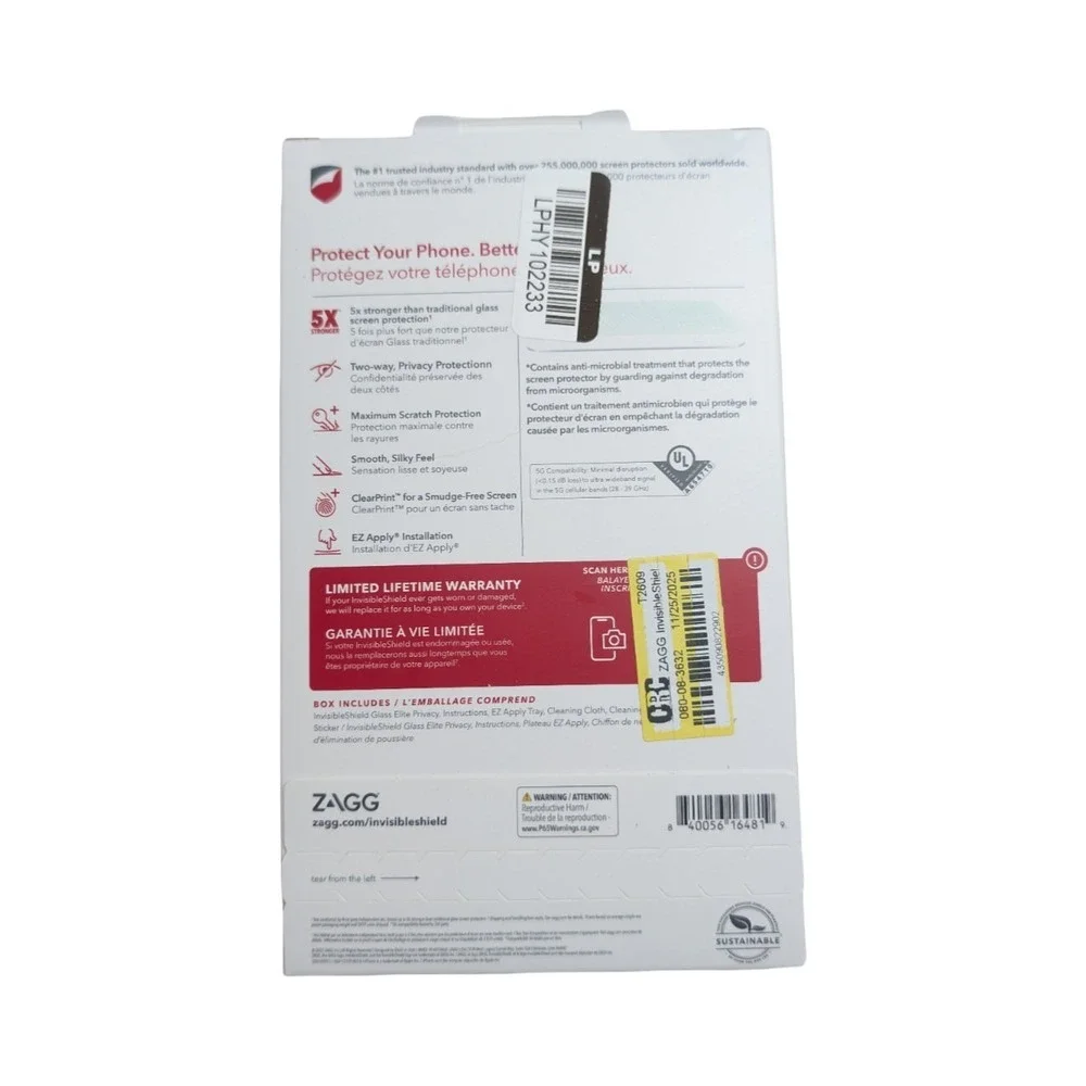 Aa9-N ZAGG‎ invisible Shield Screen Protector Elite Privacy iPhone 14 Pro 5G